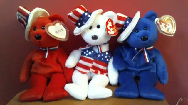 3 TY BEANIE BABIES Sam with Star Spangled Banner TOP HAT 2003