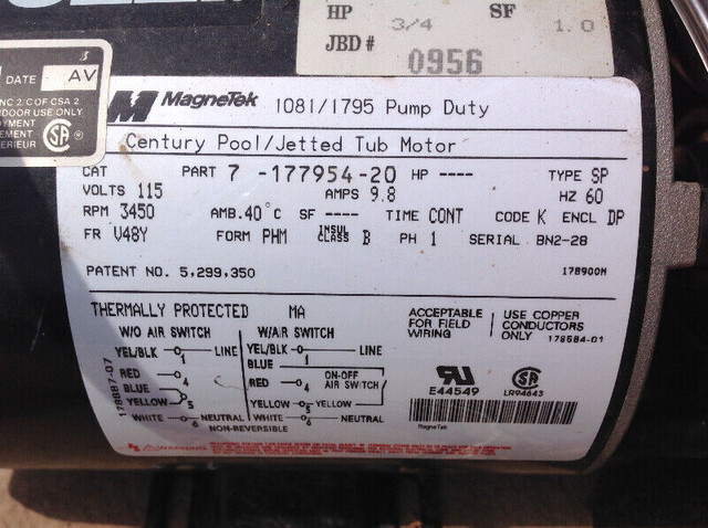Jacuzzi pump mo. 7J-S LR80980, 3/4HP in Other in Oakville / Halton Region - Image 4