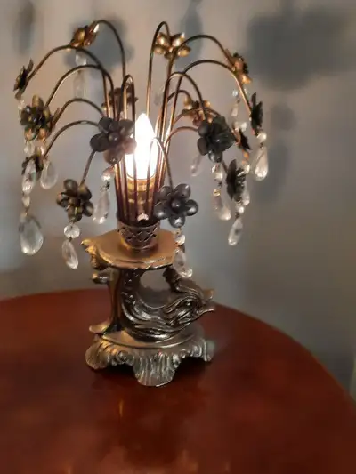 Mid-Century Figural Fish With Glass Prisms Table Lamp, View more