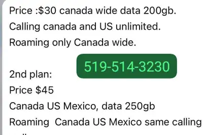 Get 200GB Canada-wide data for $30, with unlimited Canada and US calling and Canada-wide roaming. Or...