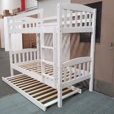 White Kids Bunkbed Twin Over Twin Solid Wooden-Brand New, View more