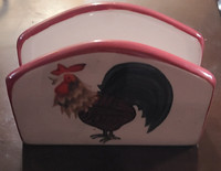 Vintage ceramic rooster napkin holder