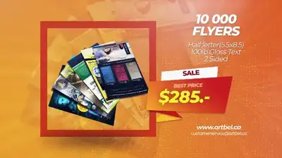 10 000 Flyers for 285 cad,  ARTBEL Online Printing, View more
