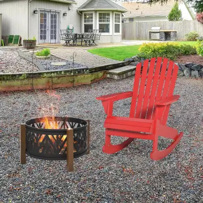 Outsunny Wooden Adirondack Rocking Muskoka Chair with Slatted Wo, View more