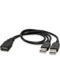 USB 2.0 A Female to 2 Dual USB Male Jack Y Splitter