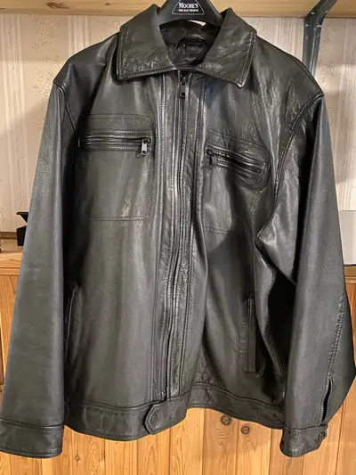 Men’s Black Waxed Leather Jacket Cafe Racer LeatherCult 3XL, View more