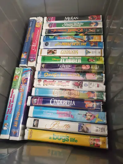 Disney VHS tapes 5.00 each Tapes currently sold Airborne, The puppet masters The dirt bike kid Rocke...