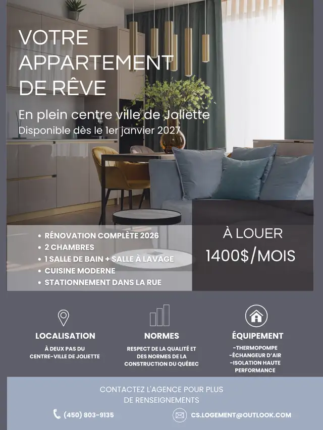 4.5-Bedroom Apartment for Rent in Joliette