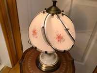 Vintage Floral Glass Ceramic & Brass On/Off Touch Table Lamp