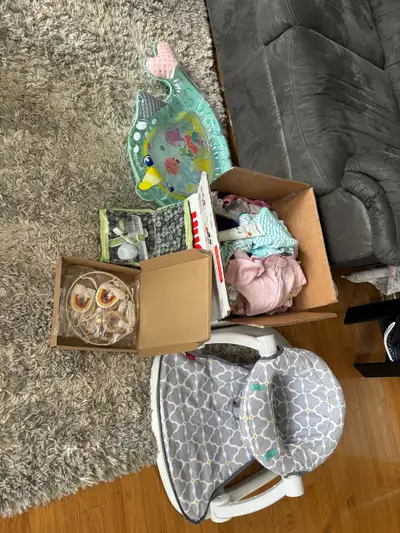All for 75$ Newborn-0-3 month clothes receiving blankets, swaddles, baby mittens, hats, bibs, pants,...