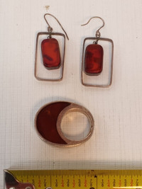 Vintage Amber Ring and Earings - Earings are Sterling Silver
