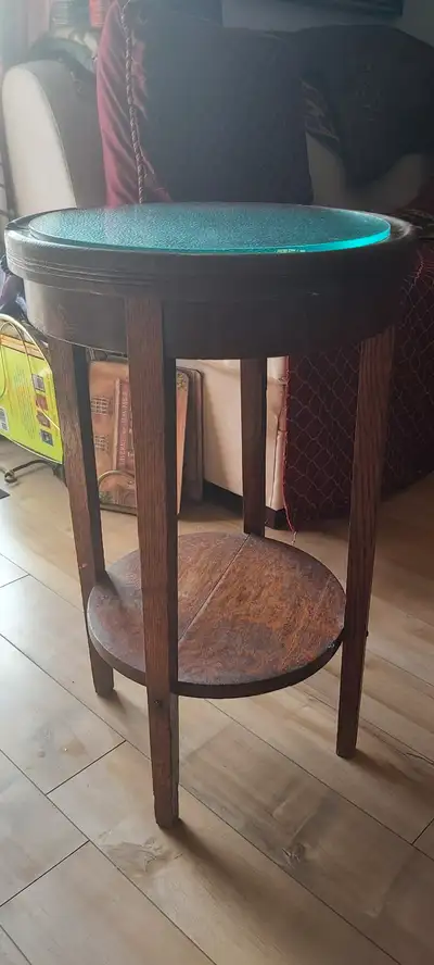 Small round table with top glass, View more