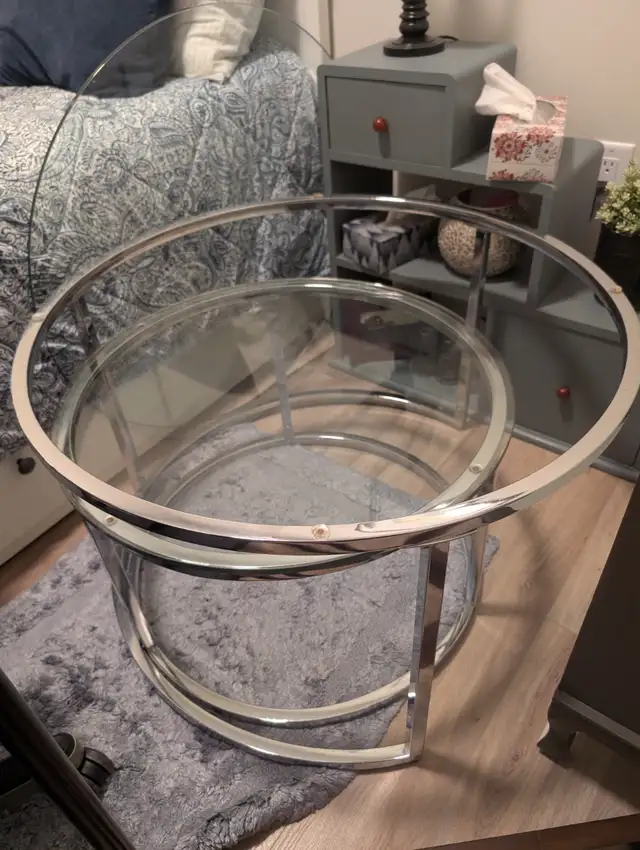 Glass Topped Chrome Nesting Table Set $150 in Coffee Tables in Dartmouth - Image 3
