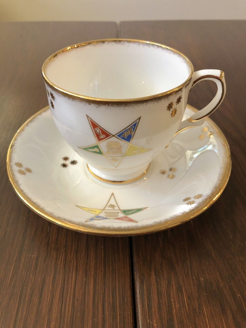 Vintage Order Eastern Star OES Tea Cup England Masonic Mason Arts