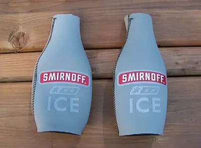 Up for sale are 2 grey zippered Smirnoff insulating bottle jackets. Keep your beverage cooler longer...