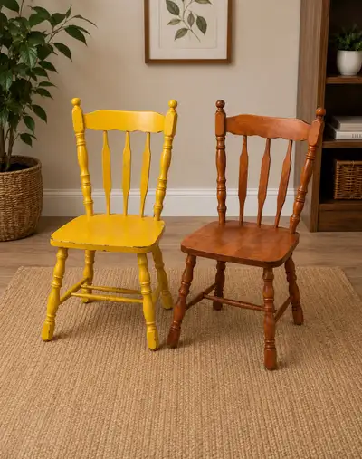 Vintage Farmhouse Wooden Chairs, View more