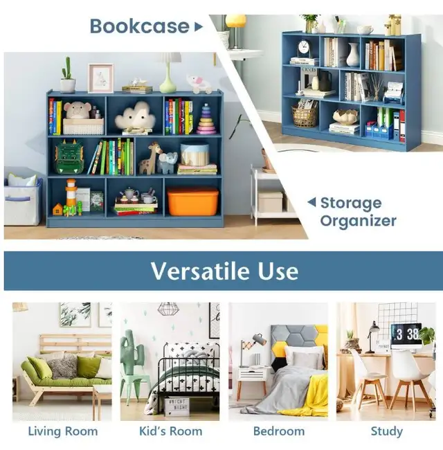  8 Cube 3-Tier Open Wooden Bookshelf & Toy Storage Organizer in Arts & Collectibles in City of Toronto - Image 9