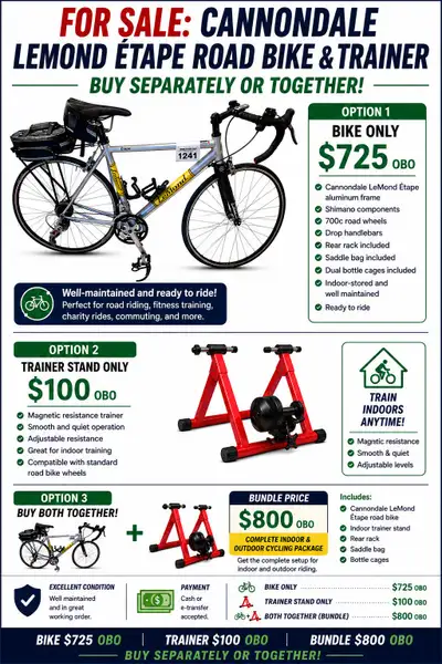  Cannondale LeMond Étape Road Bike & Indoor Trainer , View more