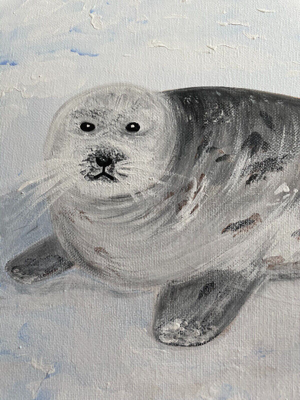 ‘Owls head seal’ original painting in Arts & Collectibles in Bedford - Image 3