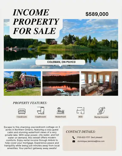 FOR SALE: Your Private Oasis Awaits! Discover a charming four-season one-bedroom home/cottage nestle...