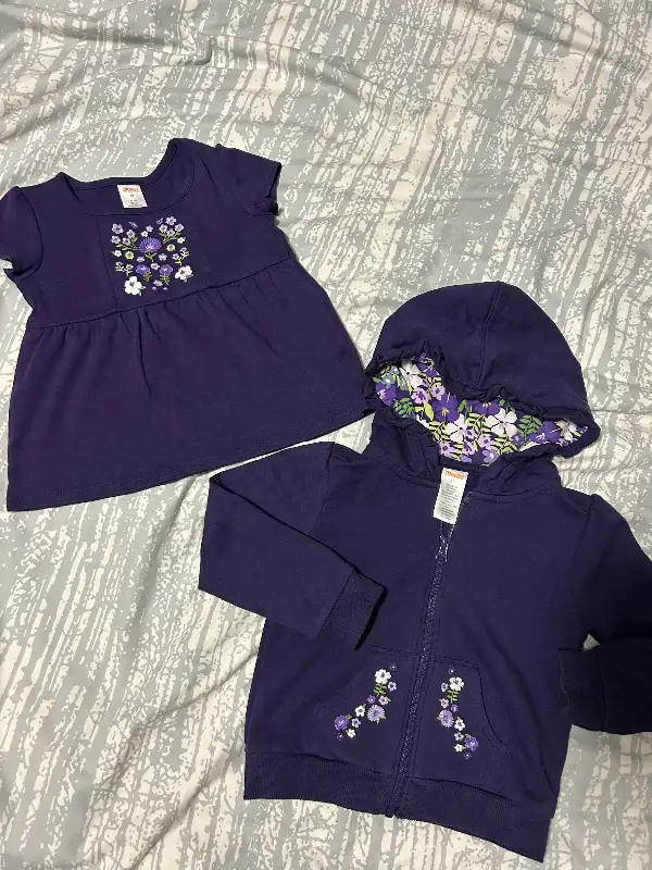 Gymboree Girls' Purple Floral Hoodie and Top Set - Size 3T