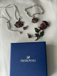 Swarvoski Austrian Crystal Red Rose Jewellery Set