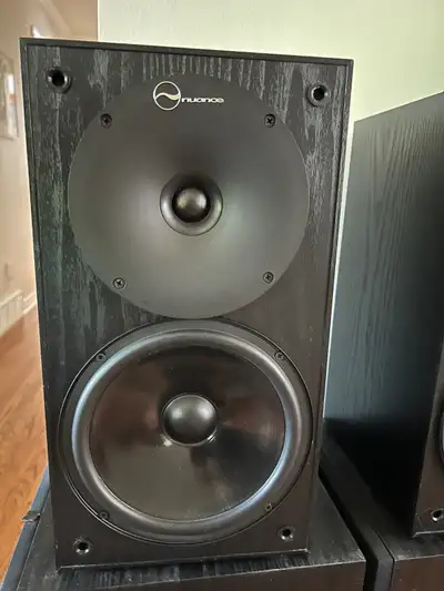 Nuance 2 way Bookshelf Speakers + Heavy duty Metal Stands, View more