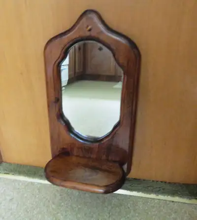 WOODEN WALL HANGING MIRRORED  SHELF, View more