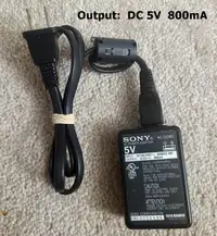 SONY AC POWER ADAPTER AC-S508U 6W DC5V 800mA with POWER CABLE