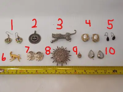 Vintage Costume Jewelry Jewellery Some Sterling Some Signed 1. Floral Cloisonné Heart Earrings $25 2...