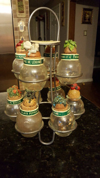 For sale stand for spices with containers