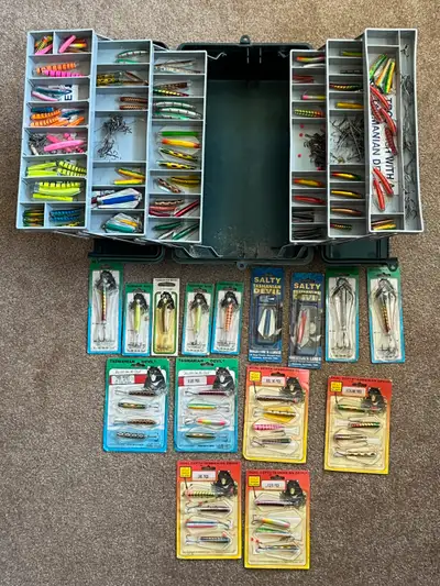 Tackle box full of Tasmanian Devil lures. Over 130. Value $1000, View more