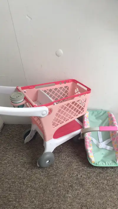 Toddler shopping cart and doll car seat , View more