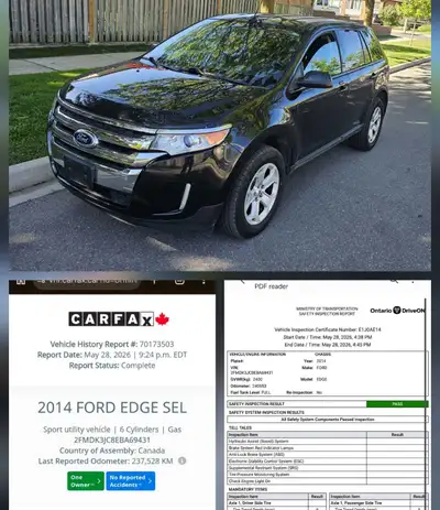 2014 Ford Edge CERTIFIED – Clean Carfax | One Owner | $6499 Safety and Carfax pic attached. ✅ ONE OW...