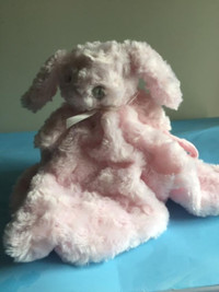 Blankets and Beyond Lovey Pink Plush Swirl Bunny Baby Blanket