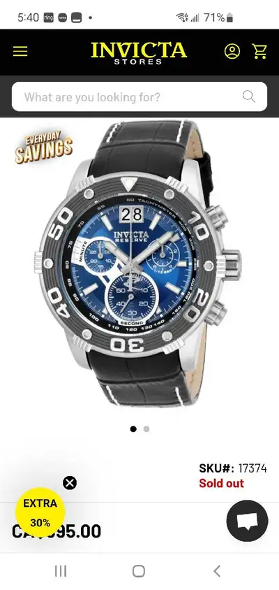 INVICTA RESERVE TIMEPIECE MODEL 17374, View more