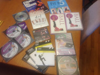 Assorted professional personal workout books with dvds