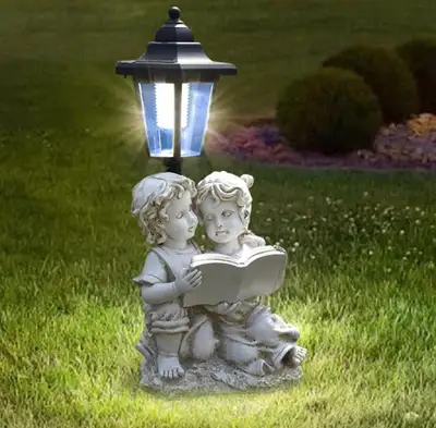 Beautiful reading children solar light statue , View more