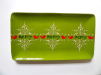 Pier 1 Merry Merry Christmas Ironstone Serving Platter 