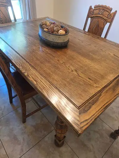 Extendable dinning table with chairs, View more