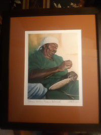 Oil Print by Erle Bethell " Straw Vendor, Nassau Bahamas "