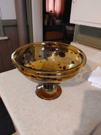 Vintage Tortise Glass Bowl with Glass Fruit