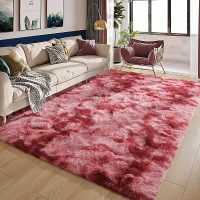 Carpet rug shaggy/Tapis moelleux neuf 1.6x2m -Rouge clair+taches