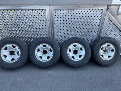 4 winter tires mounted on steel rims (no rust); have over 50% tread left; all rims are fitted with s...