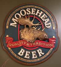 Gigantic 4' high 3D Moosehead Beer bar plaque / signage 