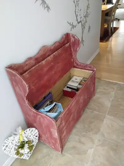 Wooden storage bench, View more
