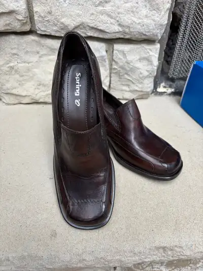 Spring Dark Brown Chunky Heel loafers - NIB, View more