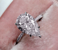 IGI 4.50 carat Pear Hidden Halo Lab Diamond Engagement Ring