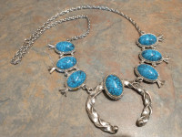 Squash Blossom Navajo Turquoise Necklace Vintage Native jewelery