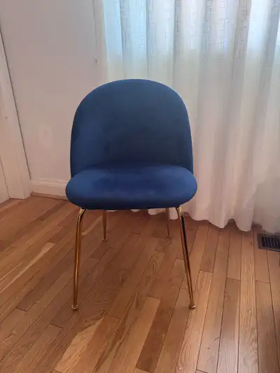 Blue Velvet Dining Chair with Gold Legs, View more